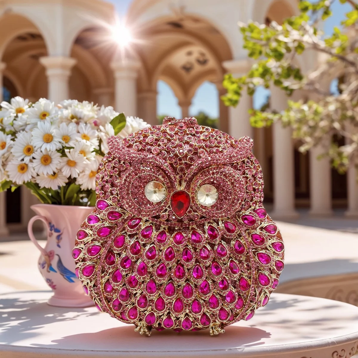 

Cute Animal Owl Rhienstone Bag for Women Unique Wedding Crystal Evening Handbag Shiny Rhinestone Purse for Prom Party