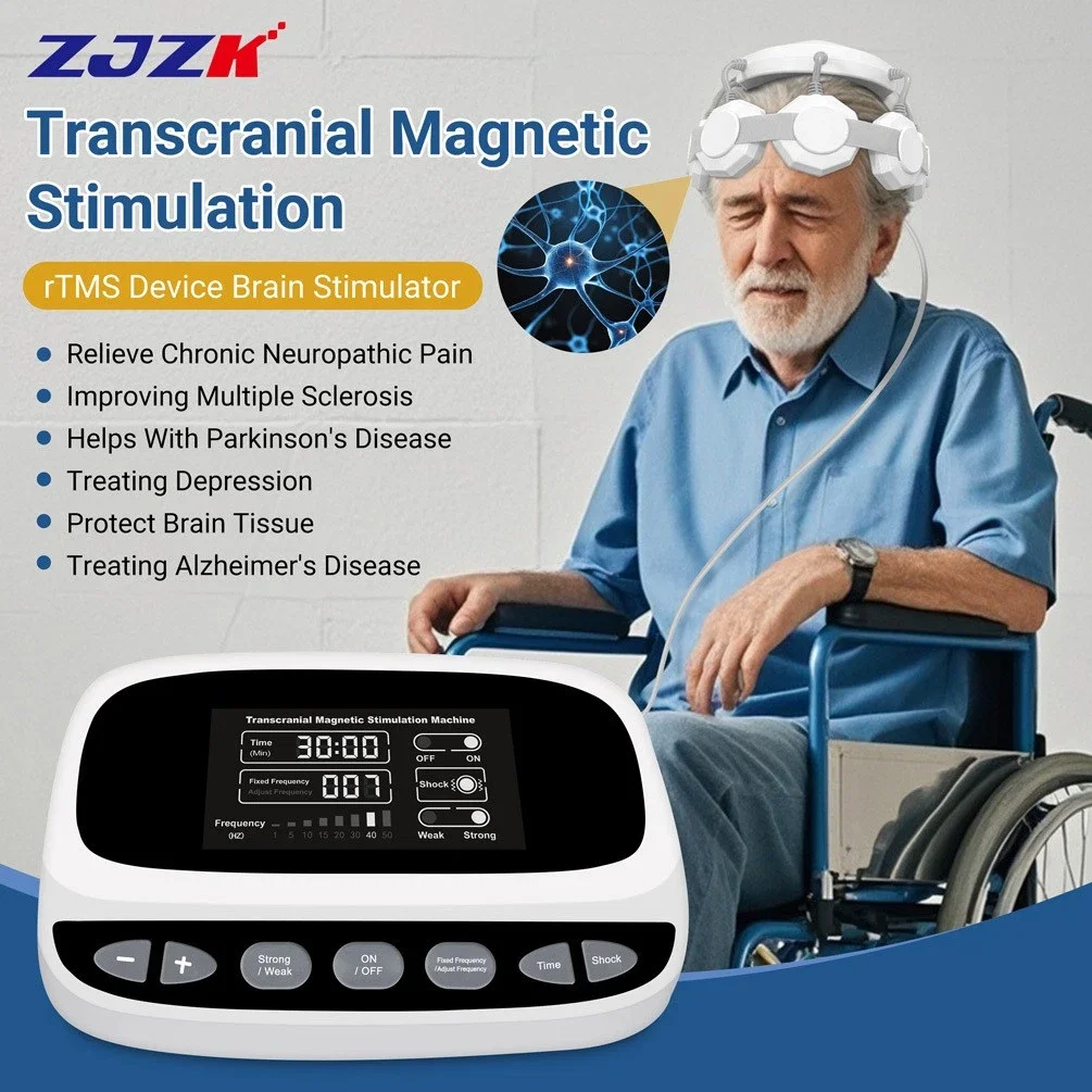 

ZJZK RTMS Brain Stimulator Magnetic Therapy Device for Depression Anxiety & Insomnia Mental Wellness Non-Invasive TMS Machine