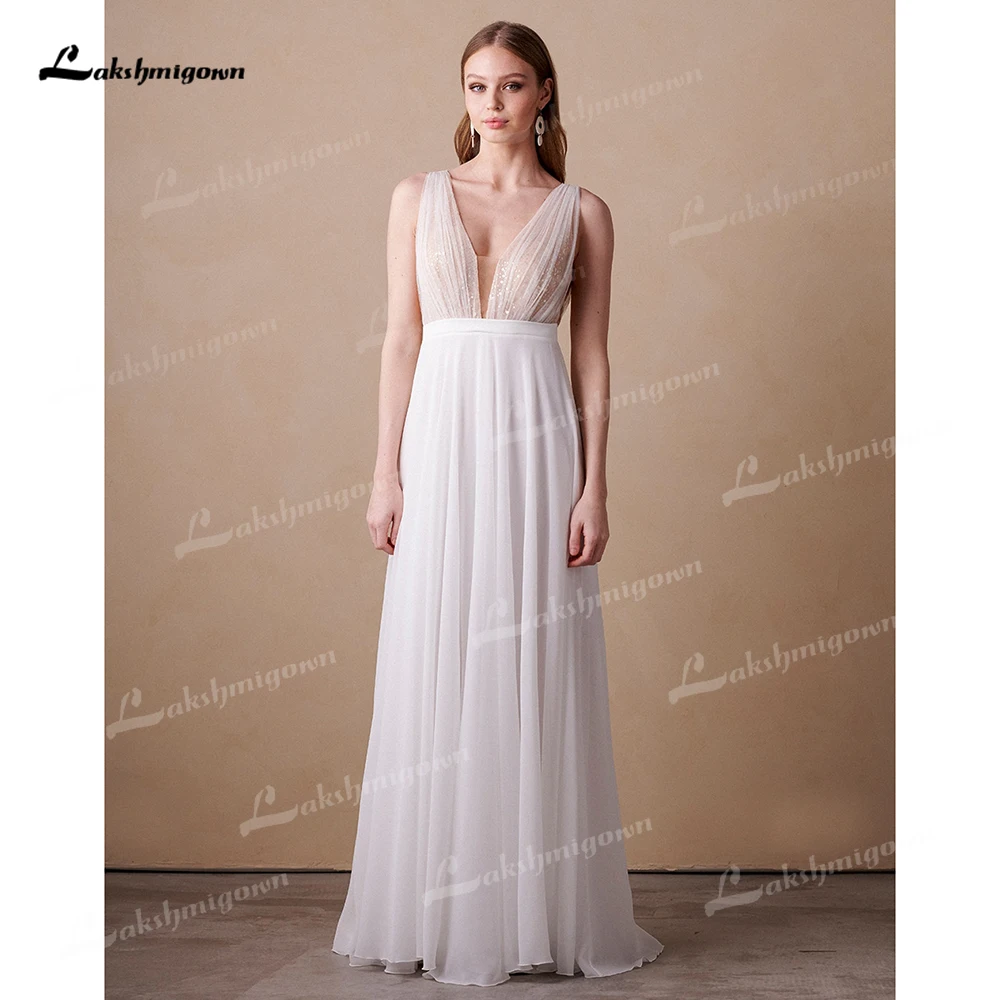 Lakshmigown scollo A V Glitter Backless Spaghetti Straps Chiffon A Line abito da sposa per le donne 2025 abito da sposa Custom Made vestido