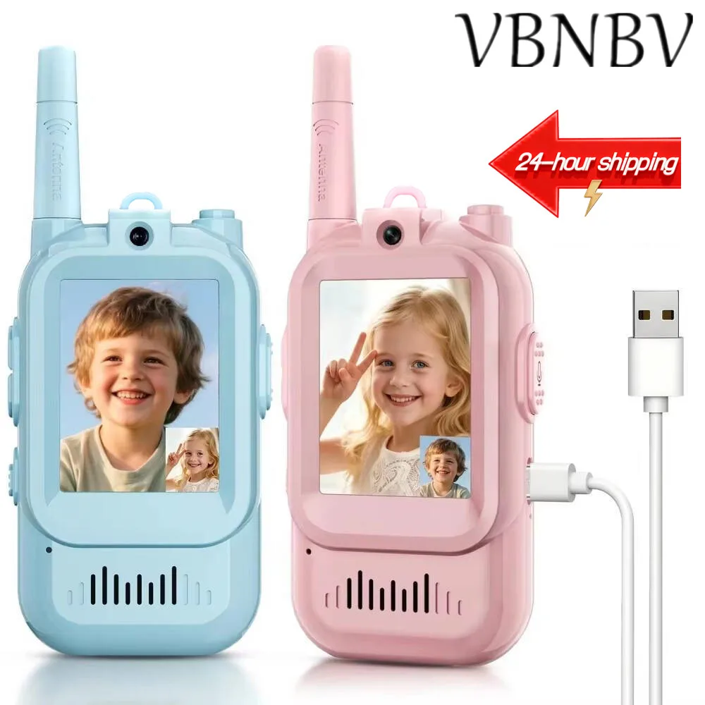 VBNBV Video Walkie Talkies for Kids 2 Pack Rechargeable Intercom Walkie-talkie 2 Screen One-Click Call Child Video Intercom