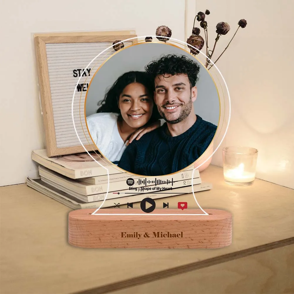 

Custom Acrylic Music Plaque Led Lights Anniversary Gift for Her Song Personalized Led Lamp Song Plaque Custom Night Light Gift