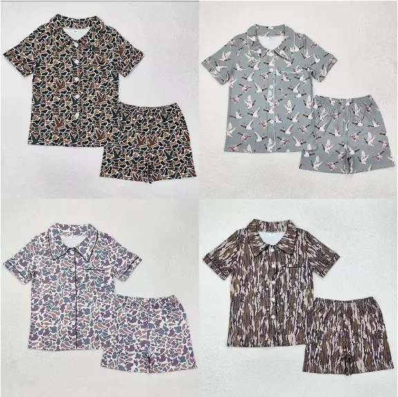 

Wholesale Adult Women Pajamas Brown Duck Hunting Camo Buttons Tops Shorts Sleepwear Sets Boutique Women Clothing Adult Pajamas