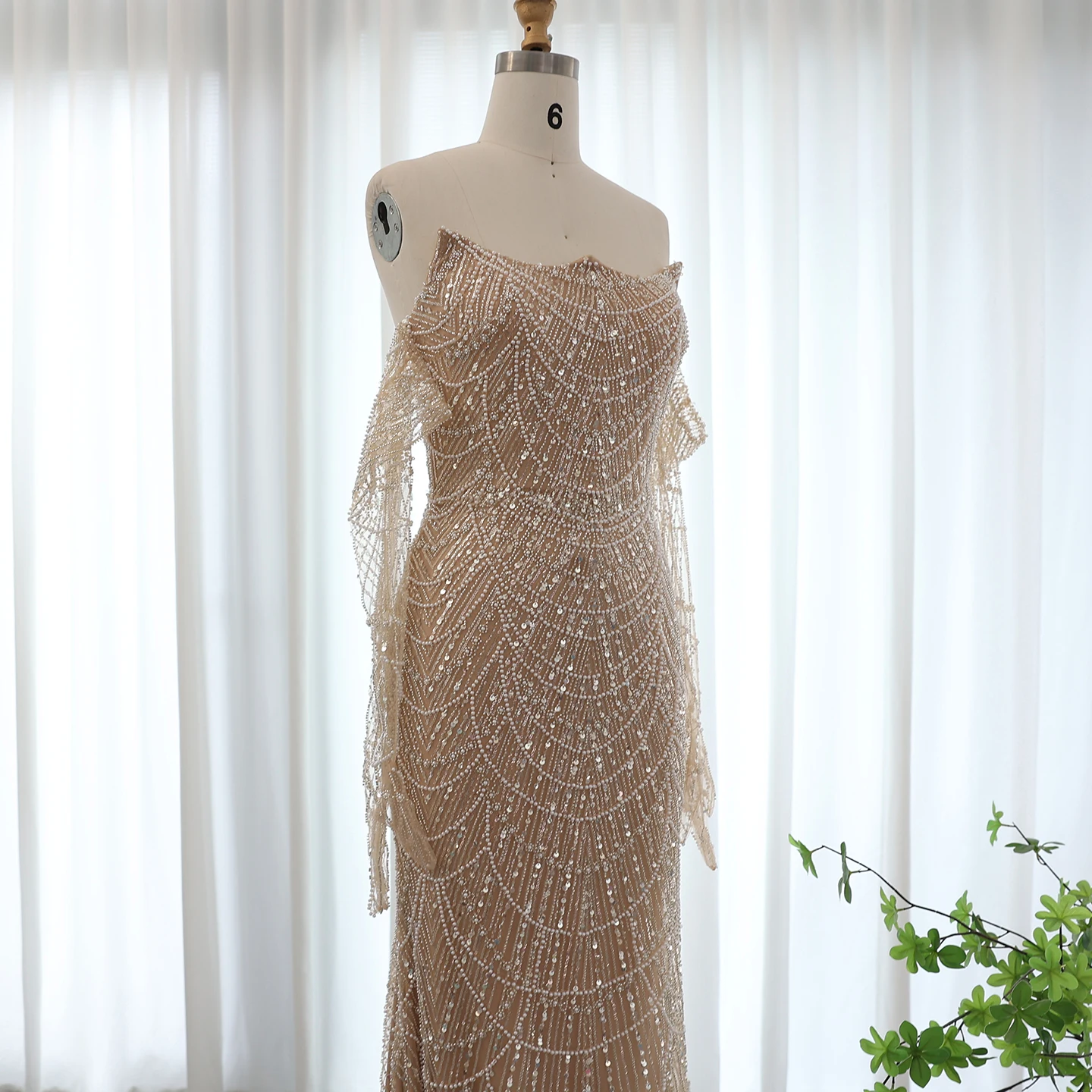 Sharon Said Luxuriöse Dubai Meerjungfrau Abendkleider in Grün-Schwarz mit Handschuhen Arabische Damen Hochzeits-Partykleider SS606 Maßanfertigung – Detail 15