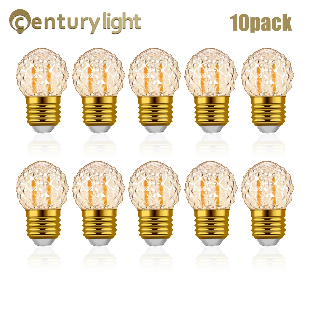 10Pcs Decorative LED Bulb E27 Retro Dimmable G40 Pineapple 1W Warm White 10W Equivalent Incandescent Vintage Light Bulbs 220V