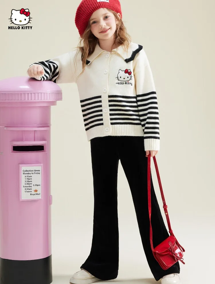 

[Officially Licensed] Sanrio Girls' Autumn & Winter New Ruffled Collar Sweater Jacket - Warm