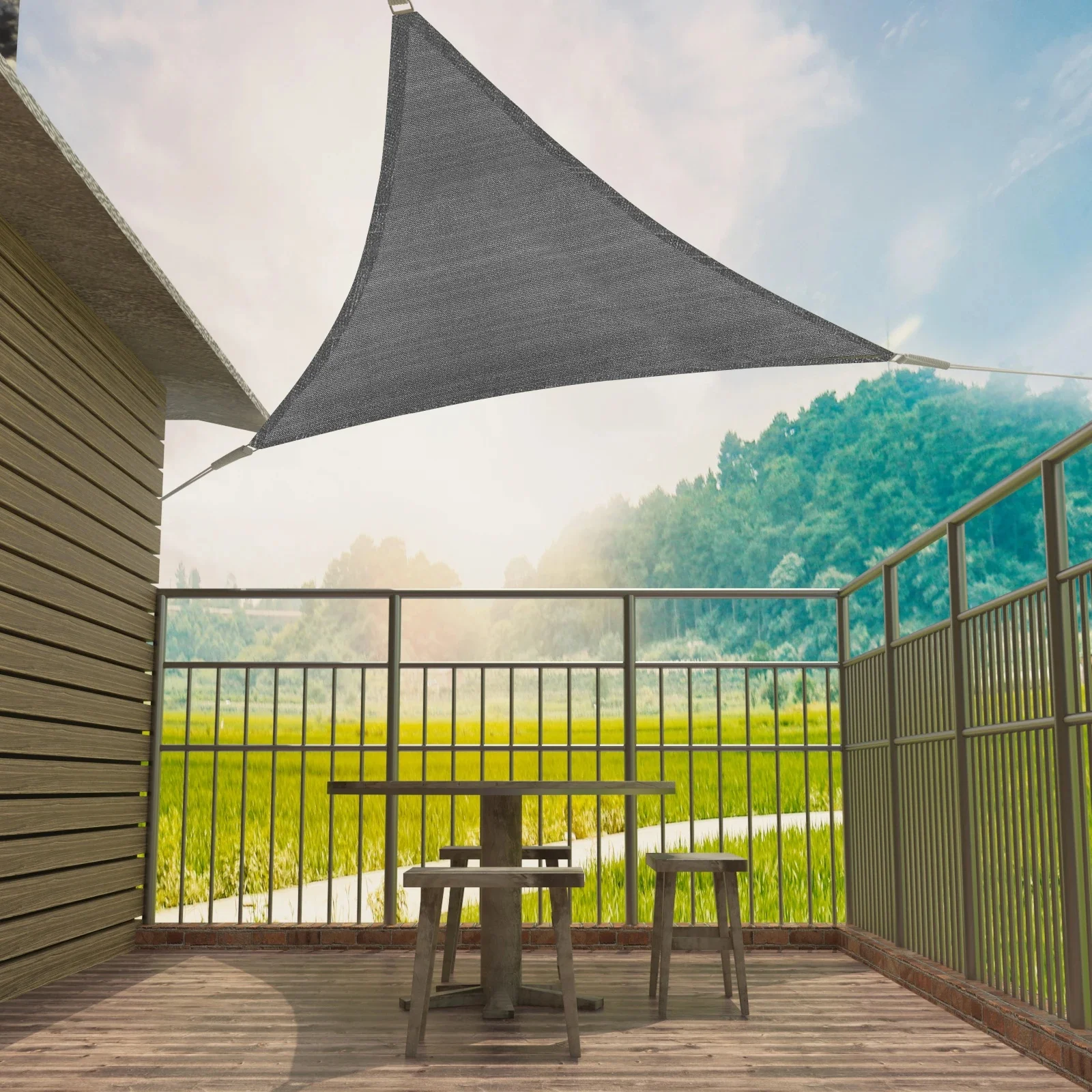 Driehoek Luifel Schaduwzeil UV-bescherming Ademend Zon Windbescherming HDPE voor luifel Tuin Patio Camping Zwembad Buiten - afbeelding 2