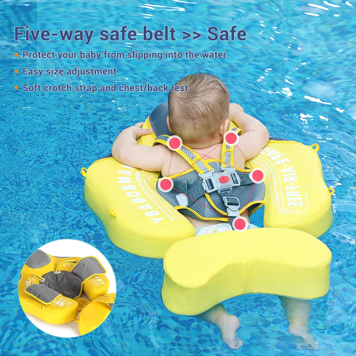 Mambobaby bebê pato flutuador piscina deitado nadar flutuante para infantil não-inflável círculo de natação jogar brinquedos de água para 3-24 meses