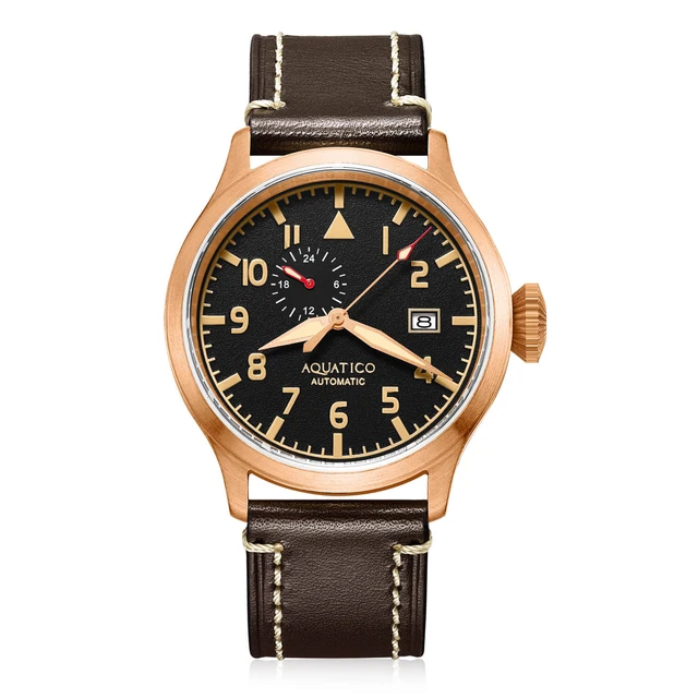 Aquatico Automatic Bronze Pilot Watch Black Dial Seiko NH37 AliExpress