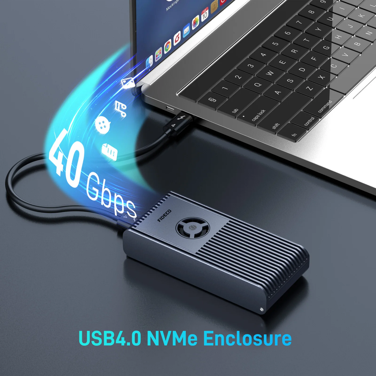 FIDECO Flip Sandwich USB4 40Gbps M.2 SSD Enclosure NVME USB Type C USB4 SSD Adapter do NVME PCIE M Key SSD Disk Case