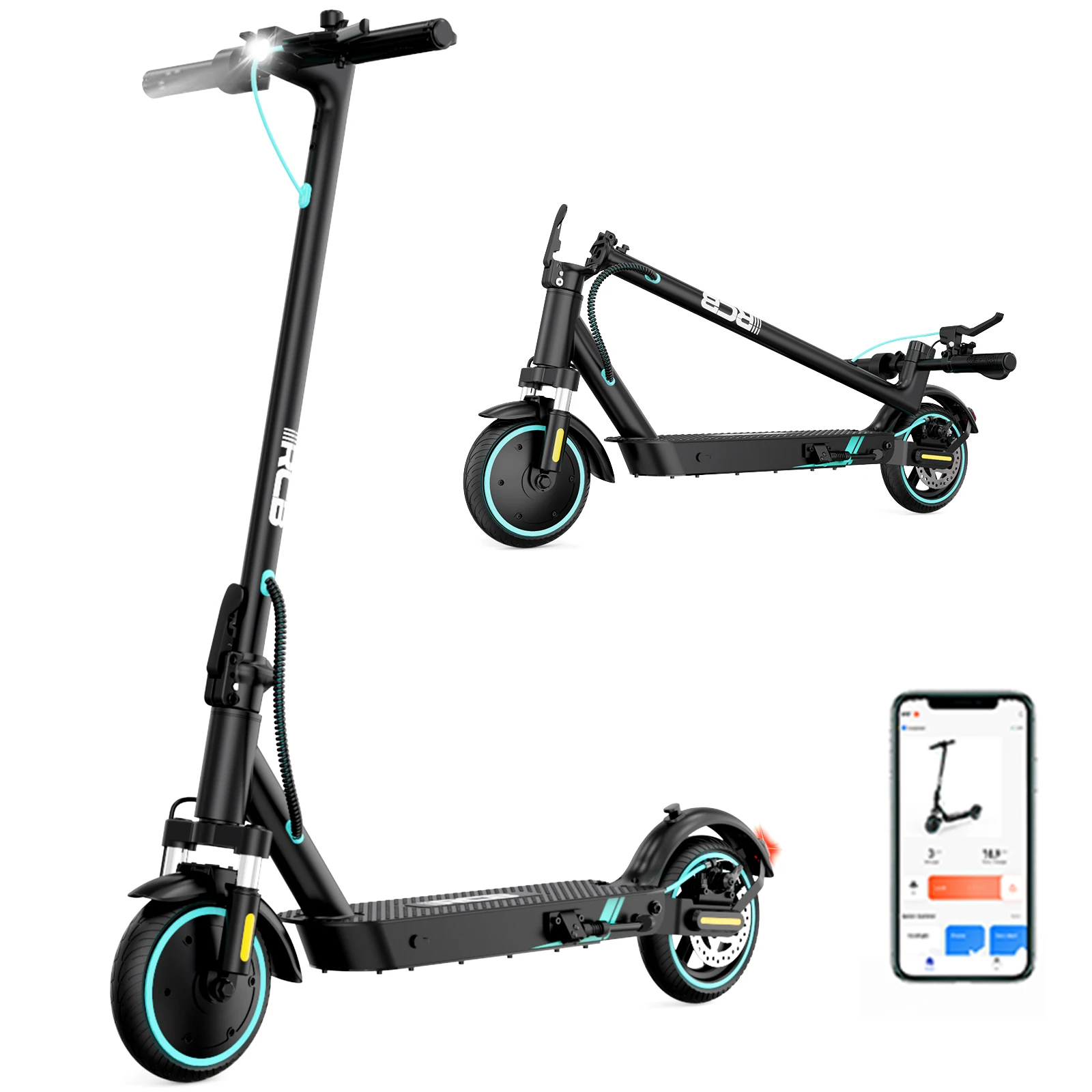 RCB R17 Electric Scooter Adult, APP-Control, 350W Motor, 25km/h Max Speed, 30km Range, 8.5" Solid Tire, 120kg Load, Dual Braking image 3
