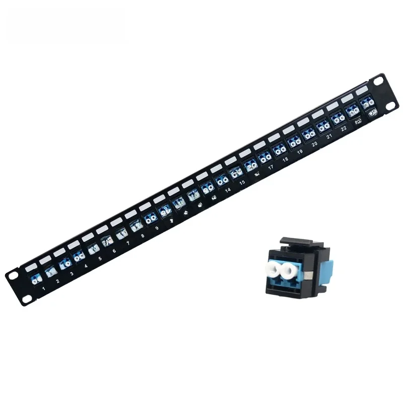 24-portowy panel krosowy światłowodowy LC Wielomodowy dupleks Łączniki LC-LC Keystone Jack Rama kabla optycznego 19" 1U Wspornik szafy — zdjęcie produktu 7