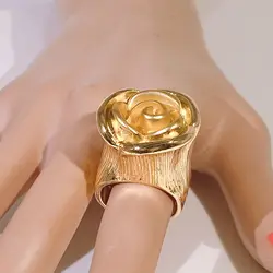 18K Ring Brazil Gold Plated Woman Rose Flower Fashion Design Gift Party Accessories Free Shipping Yulaili