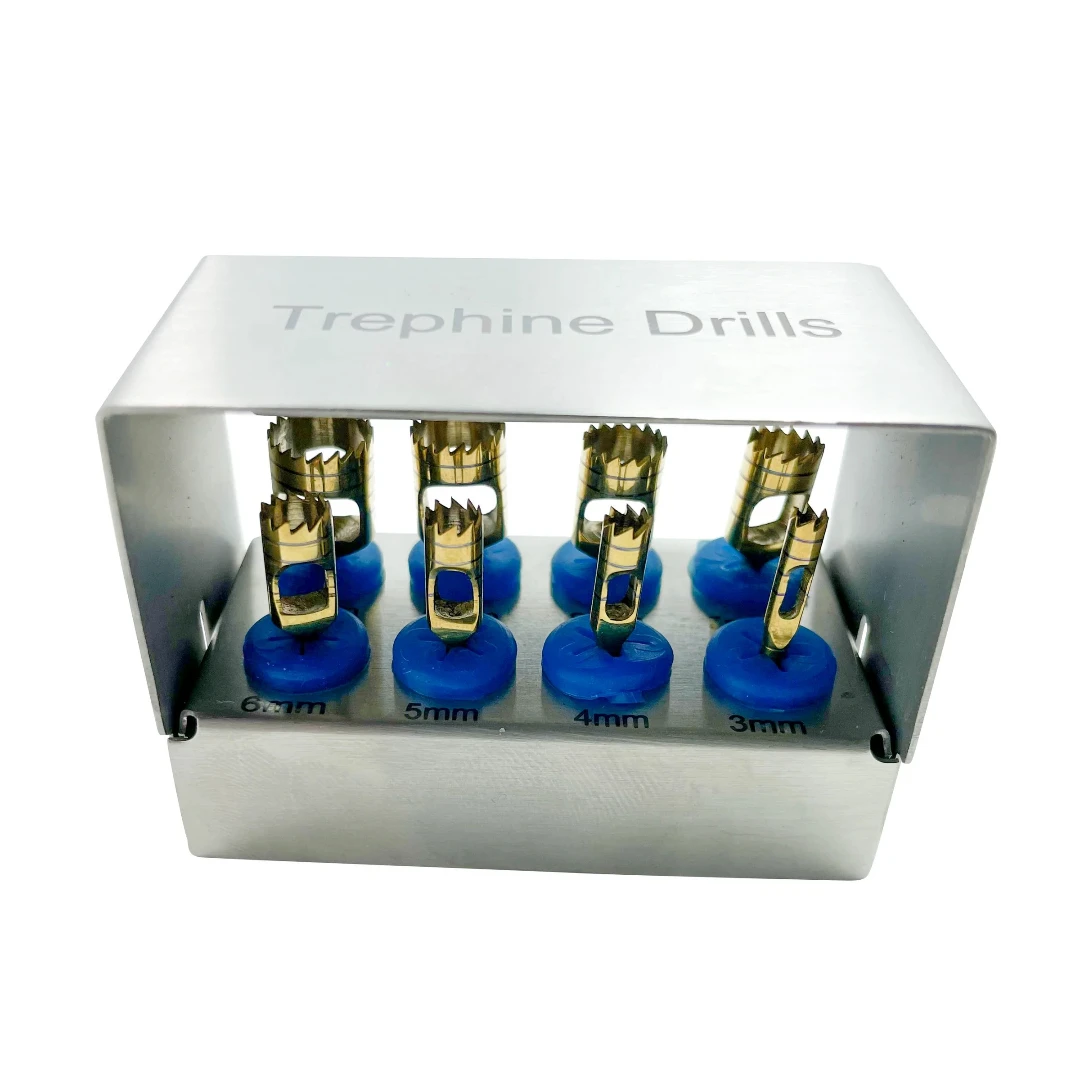 

8 Pcs Trephine Drill Set – Titanium Gold-Coated Bone Removal Drills for Dental Implant Surgery & Bone Grafting
