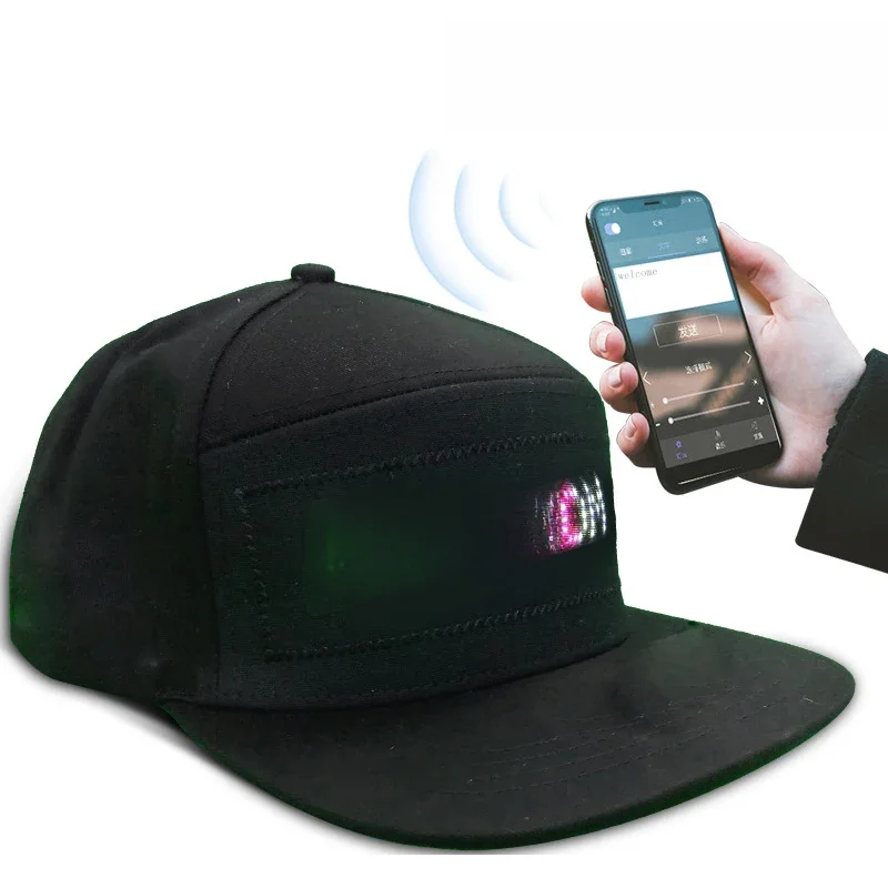 Leuchtende LED-Kappe DIY Nachricht und Bild Bluetooth-Steuerung Mode Bekleidung Zubehör LED-Dekor