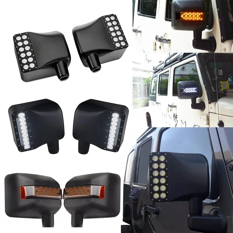 Rétroviseurs latéraux à LED pour Jeep Wrangler JK, clignotants tout-terrain, 07-17