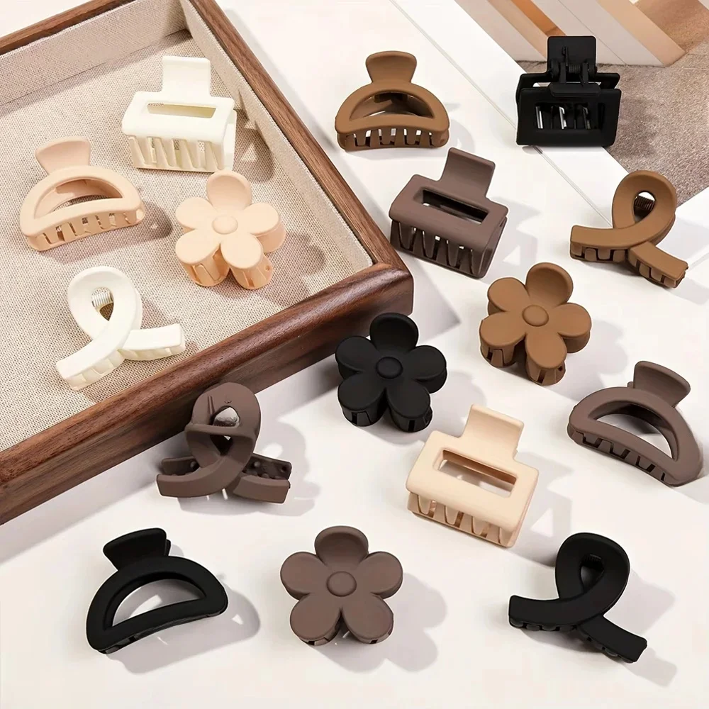 Pinces à cheveux à petites fleurs pour femmes et filles, 5 pièces, pinces à mâchoire rectangulaires mates, Barrettes demi-cercle pour cheveux fins