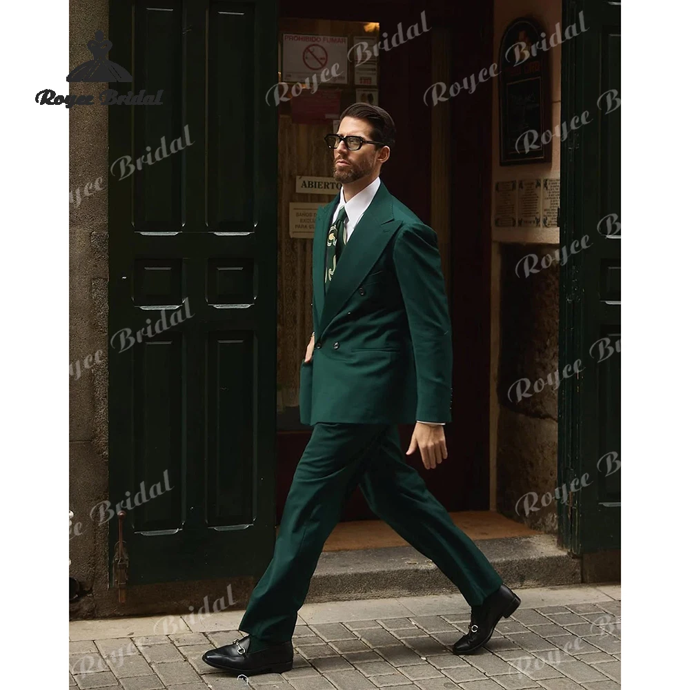 Dwuczęściowy garnitur męski na wesele 2026, dwurzędowy, z klapami szpiczastymi, garnitur wieczorowy biznesowy, szyty na miarę, trajes para hombre