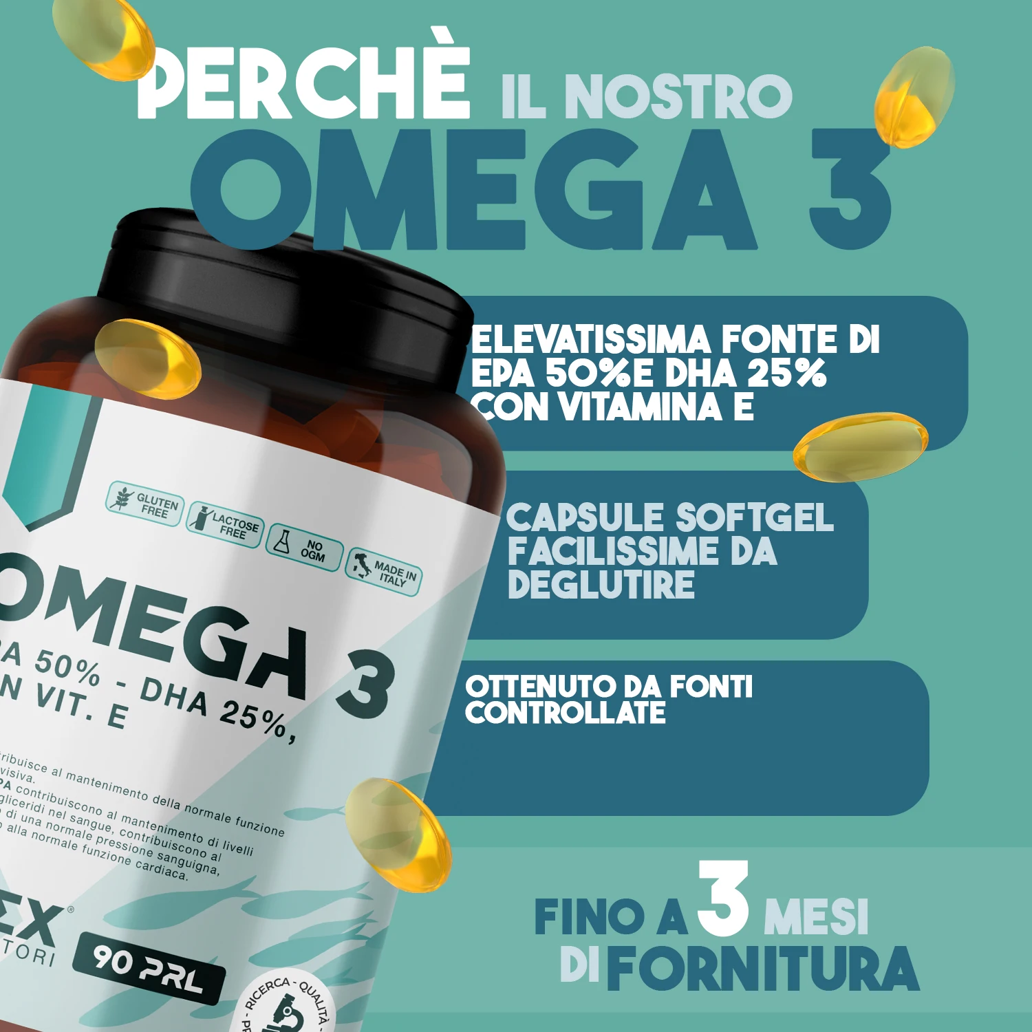 زيت السمك أوميغا 3 FOS 1000 مجم - 90 كبسولة جرعة عالية سوفتجل EPA 500 مجم DHA 250 مجم - مكمل كوليسترول، ضغط عالي، خوخ مستدام معتمد من القلب FOS #3