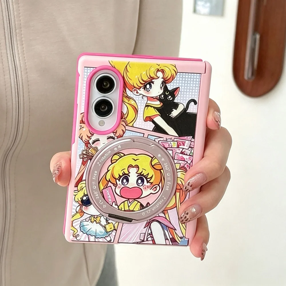 Kawaii Anime Cartoon Girl Magnetic Phone Case for Samsung Galaxy Z Fold 8 Fashion Anti-drop Protective Cover with Magsafe Holder