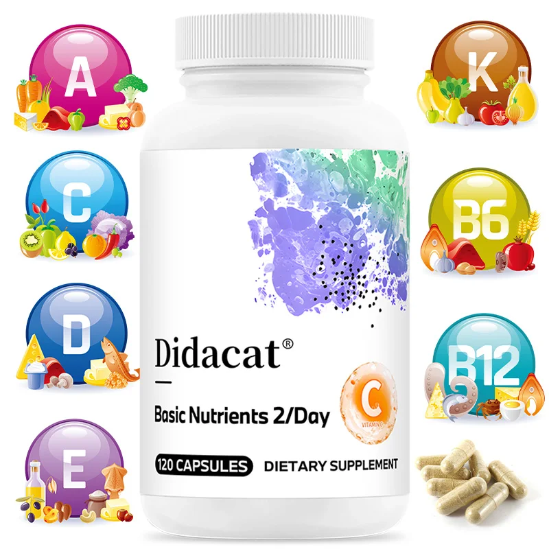 Cápsula de Multivitaminas y Minerales con Zinc, Vitaminas D3 y K2 para Mejorar la Inmunidad, Vitalidad, Cabello, Piel y Uñas, Antioxidantes