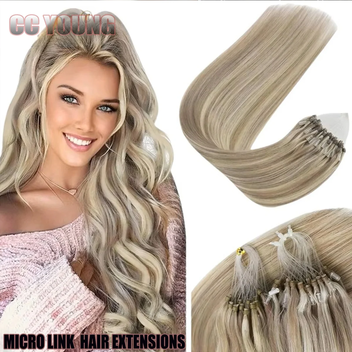 Microlink Hair Extensions Human Hair Micro Bead Hair Extensions Real Human Hair  Cold Fusion Invisible Micro Loop No Glue Needed