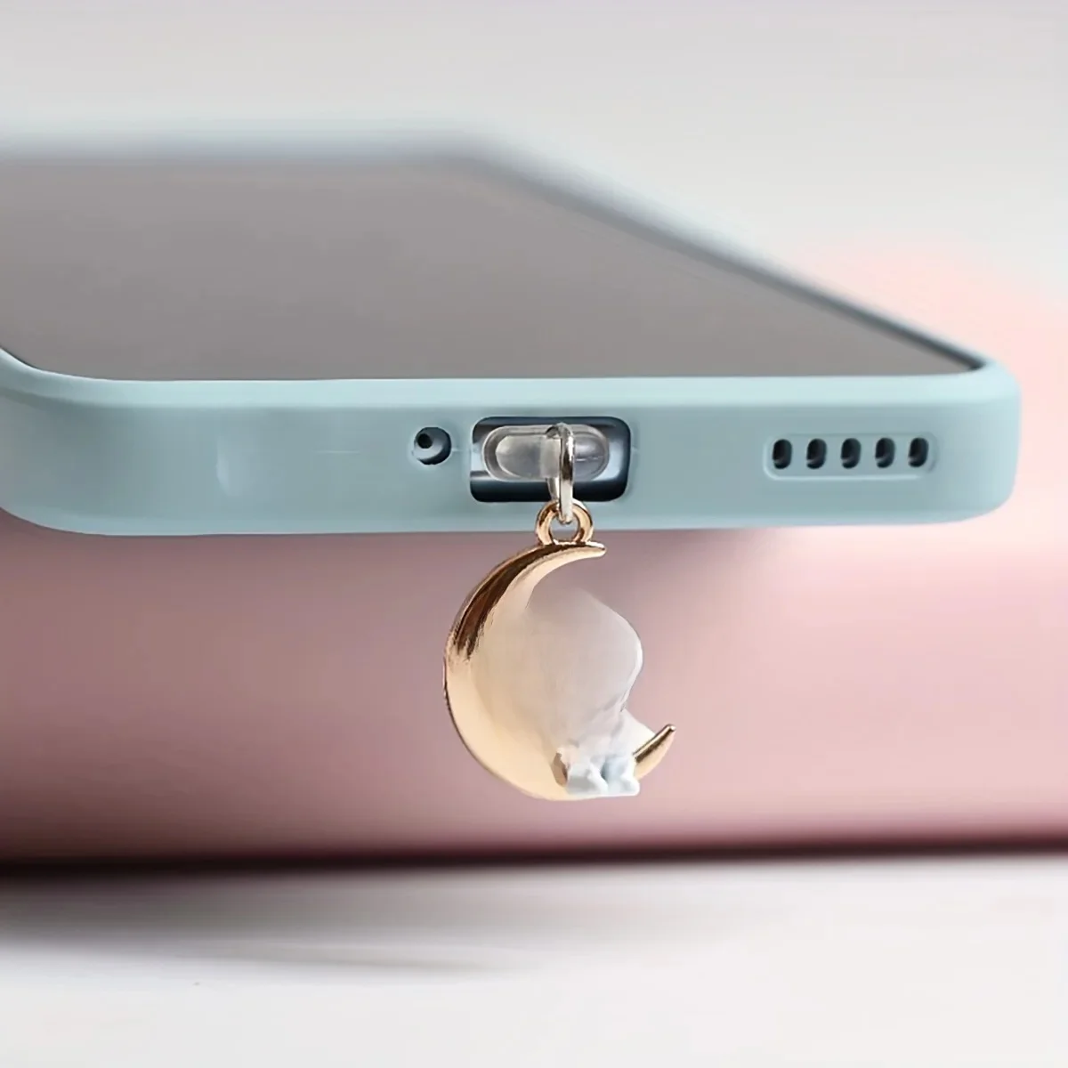 Bouchon anti-poussière pour téléphone, pendentif astronaute 3D étoile et lune, accessoires de décoration pour port Type-C d'iPhone, magnifique cadeau