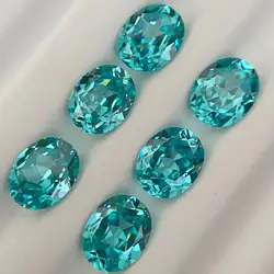 Boxed Sapphire Green Paraiba Gemstone Oval Cut For Jewelry Making VVS Loose Gems