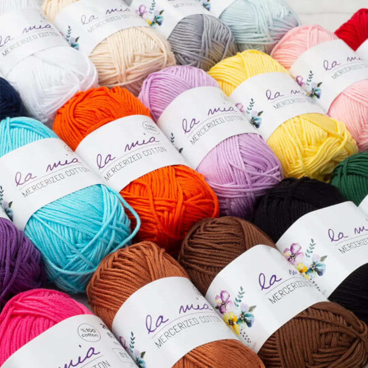 La Mia Mini Mercerized Cotton 20 Pack Hand Knitting Yarn Can Be In Used Baby Knitting Models, Cardigans, sweaters, Shawls,