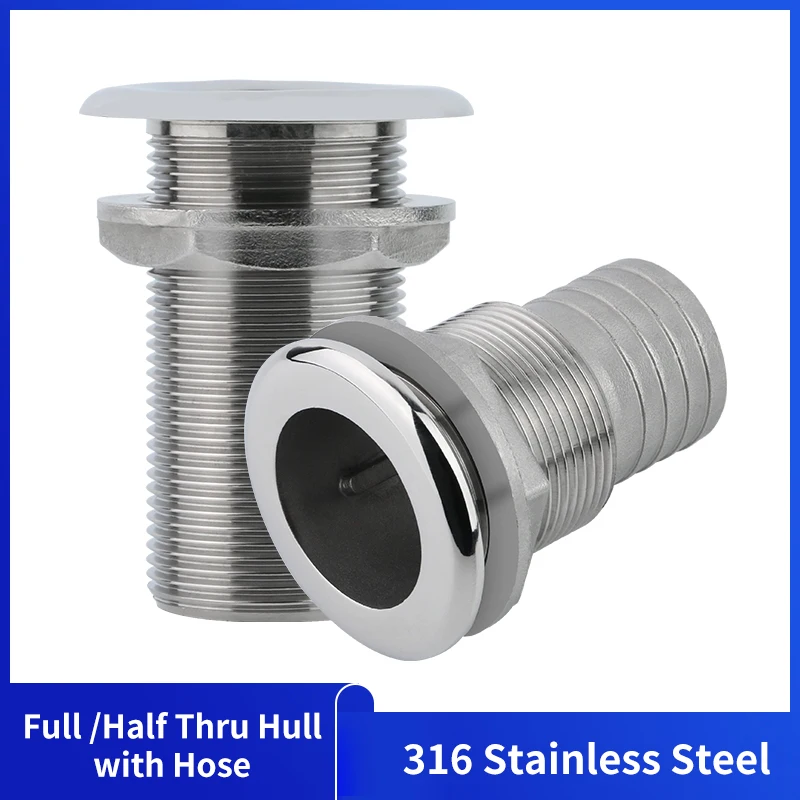 316 Stainless Steel Boat Marine Through Thru-Hull Valve Fitting 1/2inch 3/4inch 1inch Water Outlet Floor Drain Drain Plug Kit