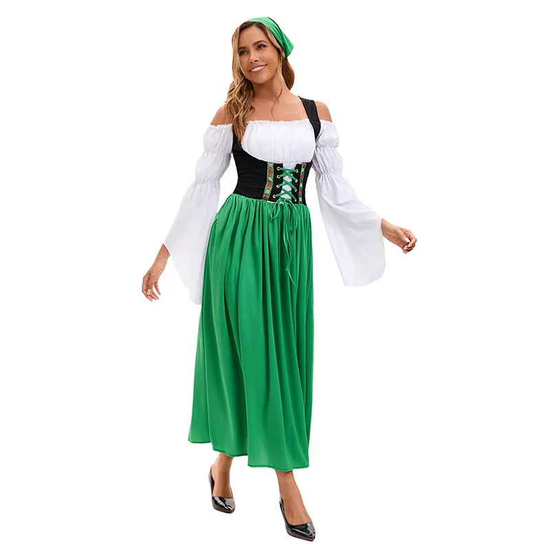 Bavarian Beer Wench Adult Ladies Carnival Dress Up Women German Dirndl  Dress With Headscarf Outfits Female Oktoberfest Costume - AliExpress  200000532