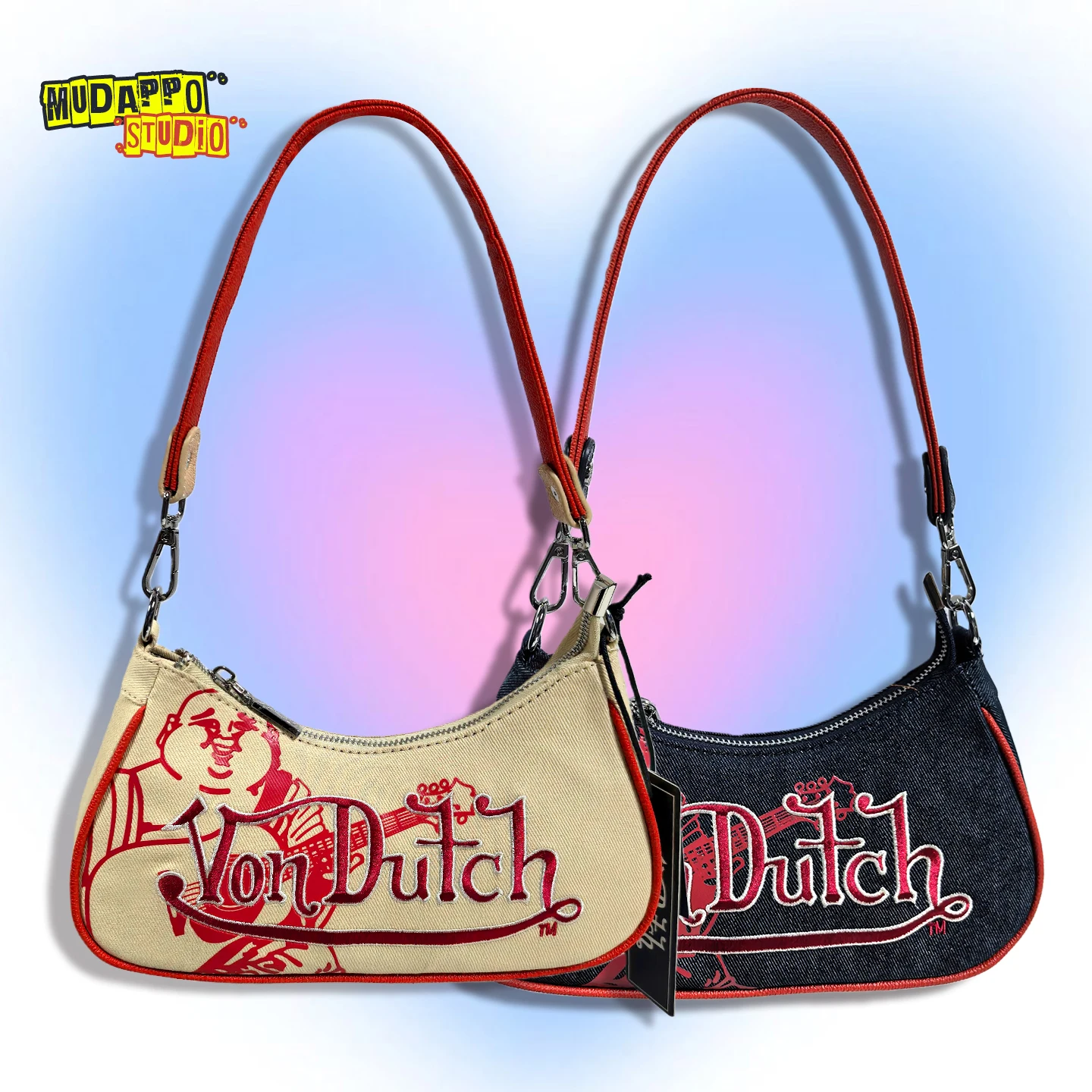 

Sweet Cool Stitched Y2K American Style Underarm Bag Single Shoulder Handbag for Youth Casual PU Canvas Moon Shape Bag