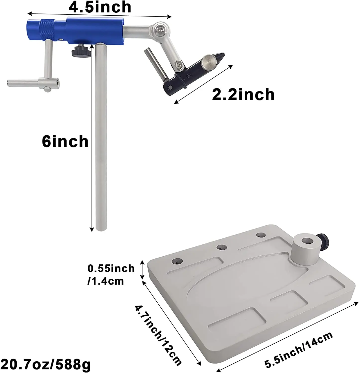 Aventik Fly Tying Vise Full Rotary Design Adjustable Fly Fishing Tackle Kit Artificial Flies Making Tool with Base 26-4/0 Hook