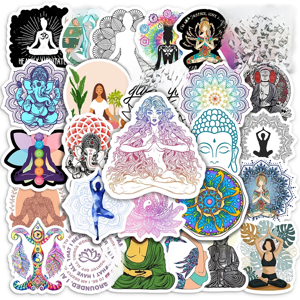 Joga Mandala Kwiaty Naklejki Kreskówka Klasyczne Sport Medytacja Naklejki DIY Deskorolka Laptop Bagaż Motocykl Telefon Wodoodporny — zdjęcie 2