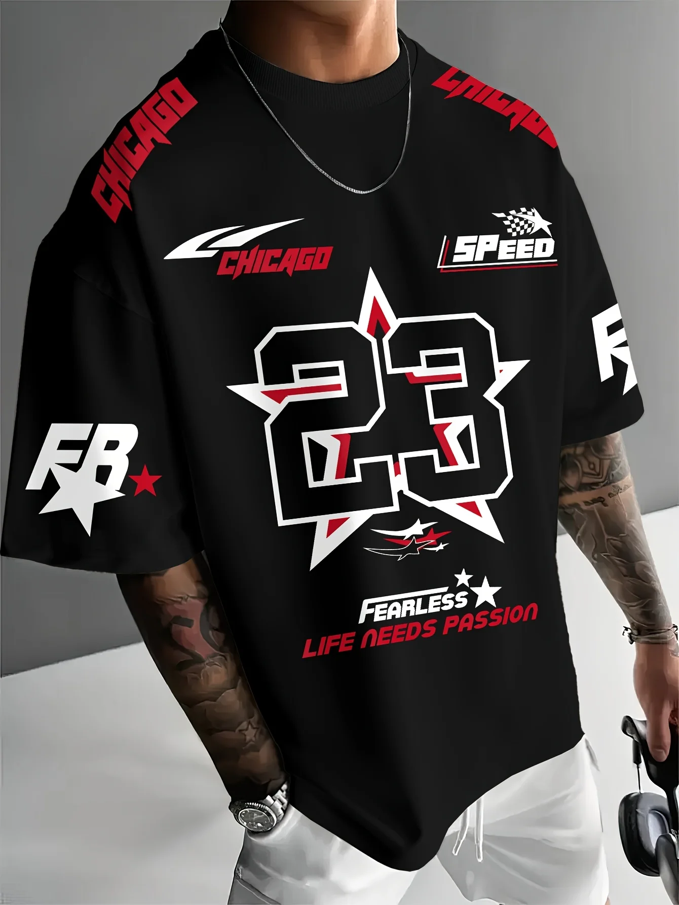 Camiseta deportiva para hombre, camiseta de manga corta con estampado de Chicago 23, camiseta gráfica de verano, camisetas de béisbol, Camiseta deportiva de gran tamaño para mujer