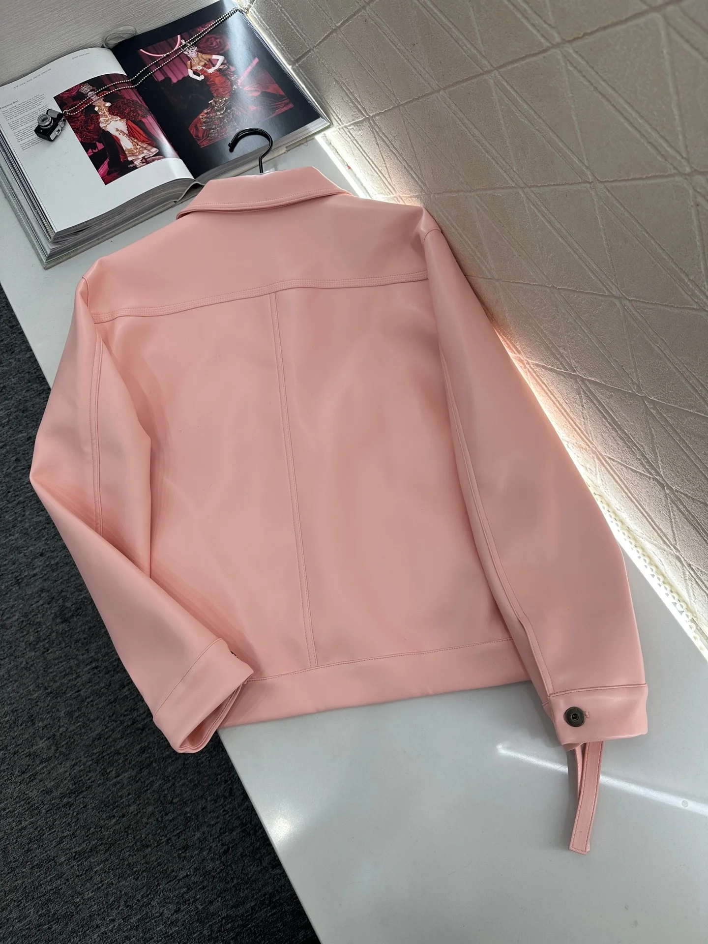 

2025 New coat PU leather jacket solid buttons pockets long-sleeved lapel Versatile Slimming Figure-hugging winter autumn