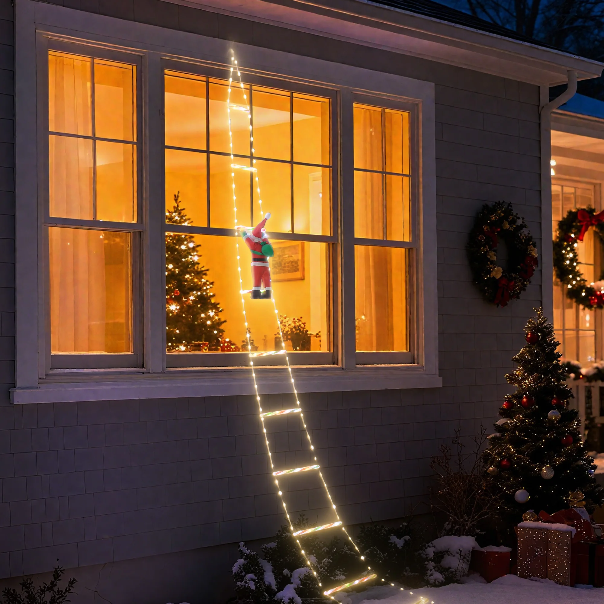 

10FT LED Christmas Lights - Christmas Decorative Ladder Lights With Santa Claus