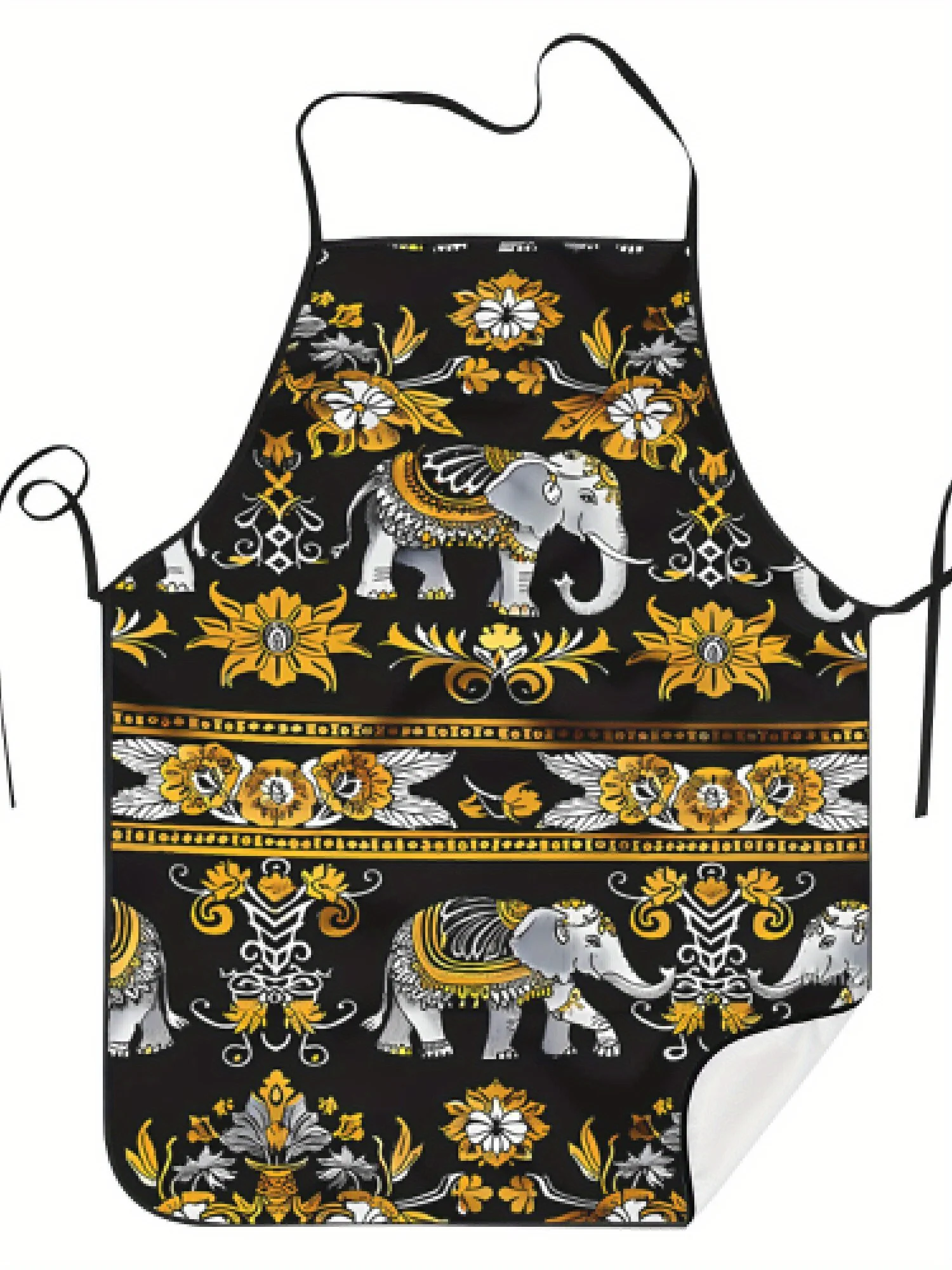 1 Piece Thai Elephant Floral Vintage Design Apron, Unisex, S