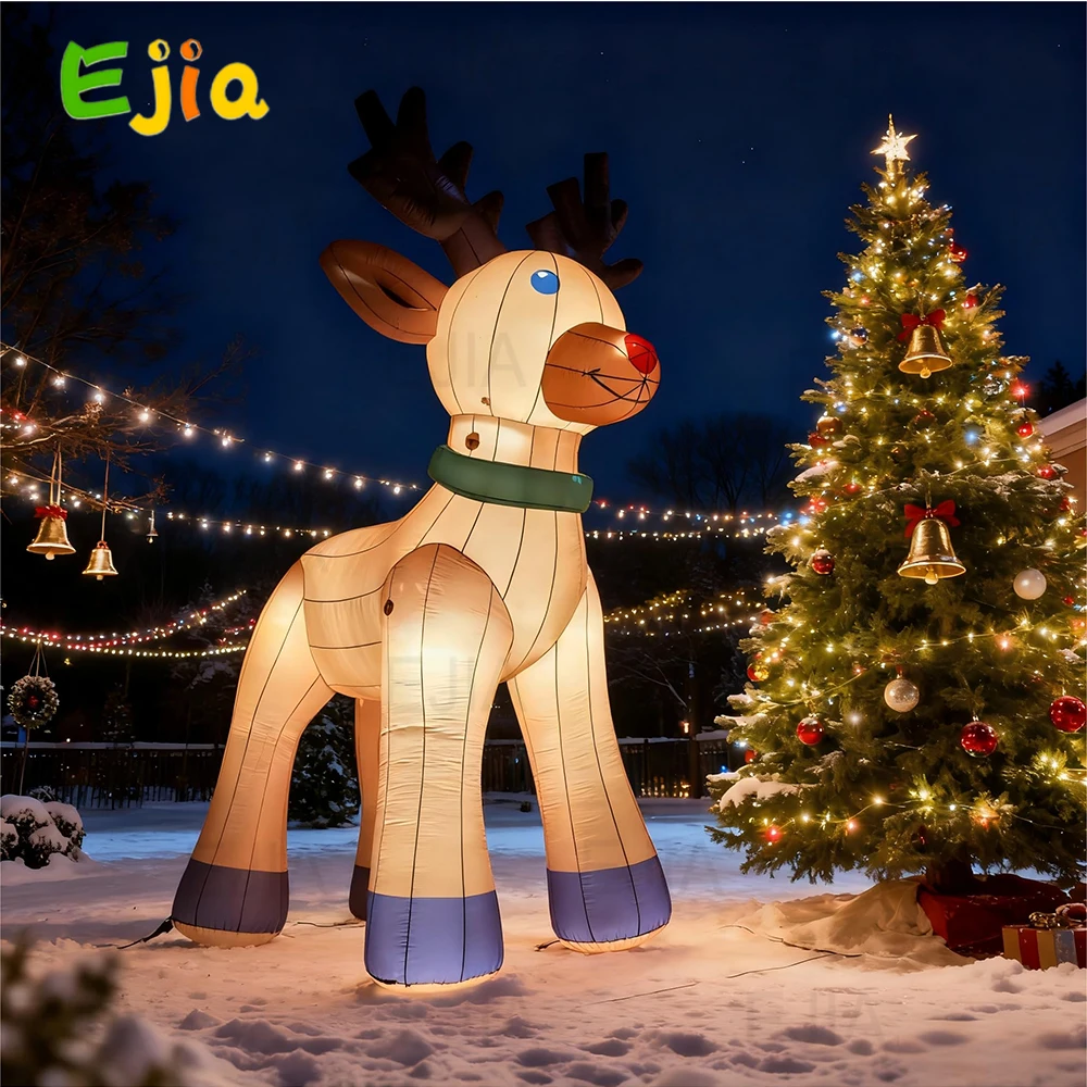 巨大な8m/26フィートのクリスマスインフレータブルトナカイデコレーション、LEDライト付き、屋外用、庭の祝祭パーティーに最適