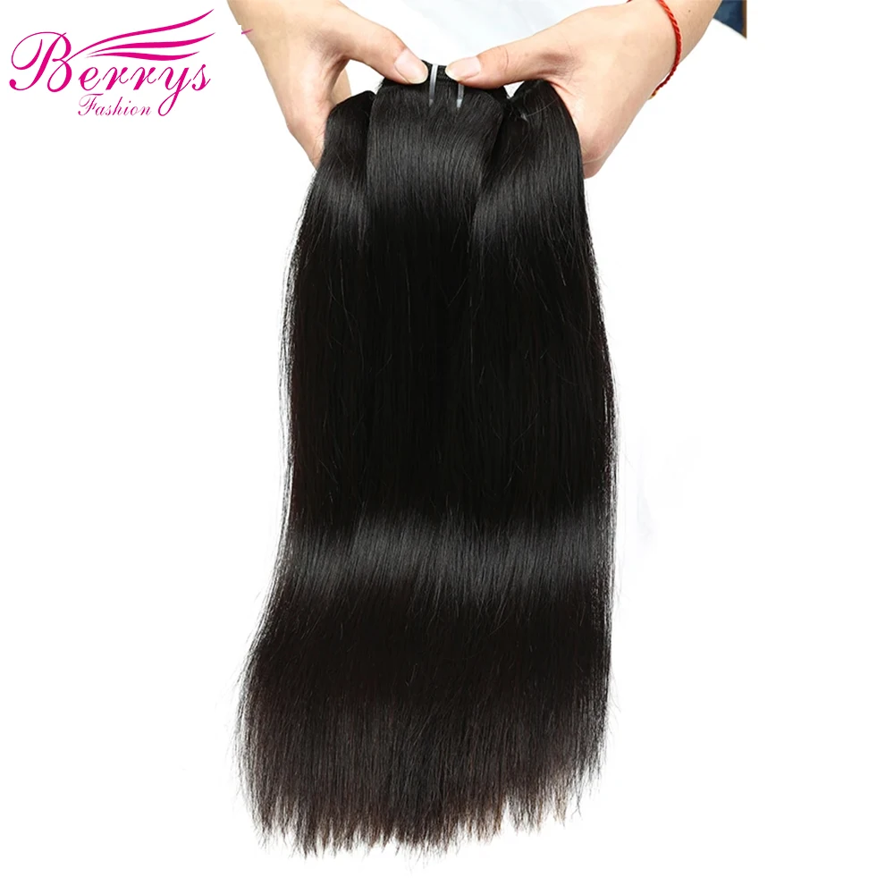 Berrys-extensiones de cabello peruano, mechones de cabello humano liso, tejido, Virgen sin procesar, negro Natural, 1/3/4 piezas, 8-30 pulgadas