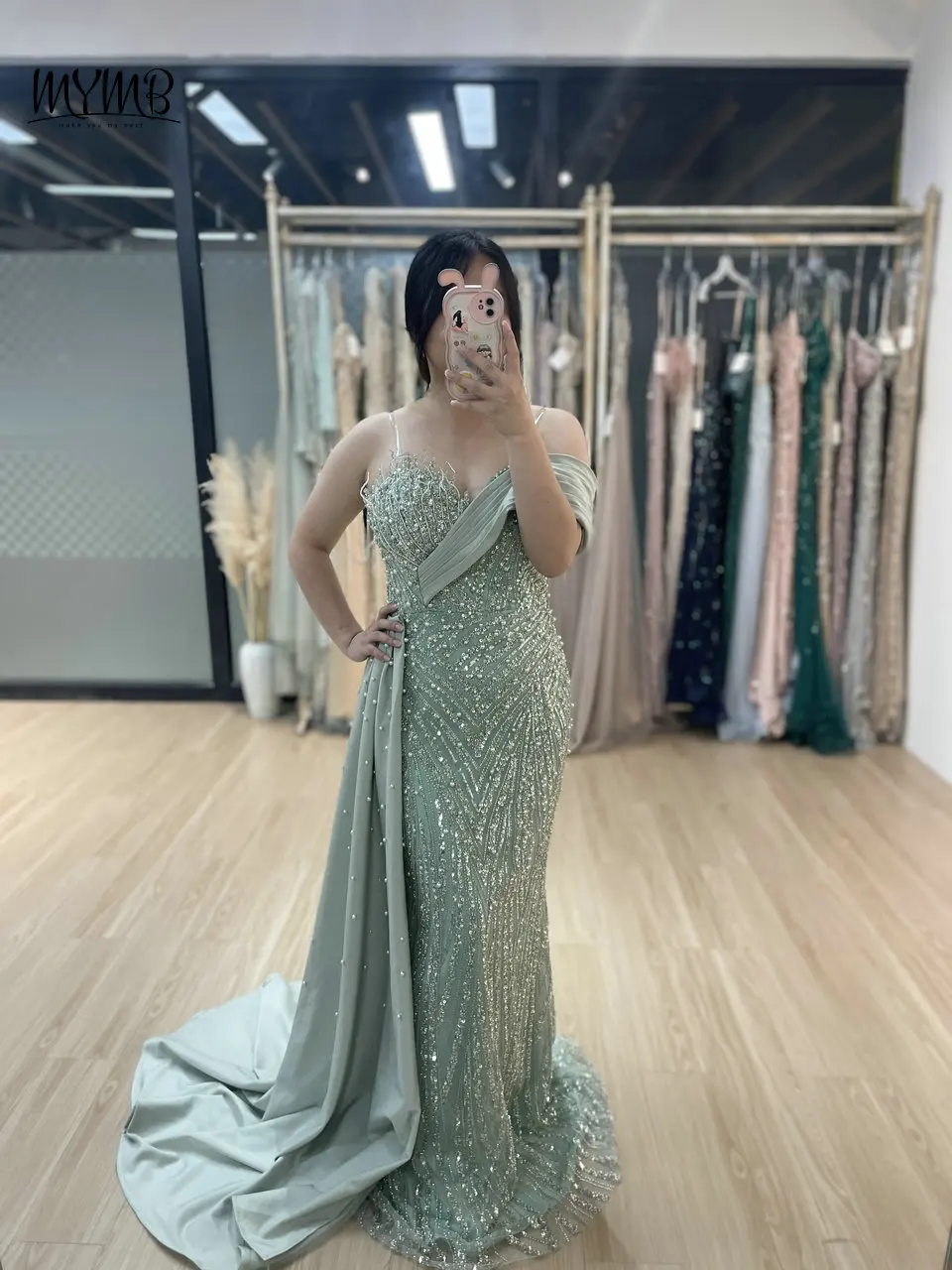 MYMB Stunning Off Shoulder Strapless Evening Dress for Formal Occasion Luxury Mermaid Beaded Dubai Wedding Guest Gown with Train