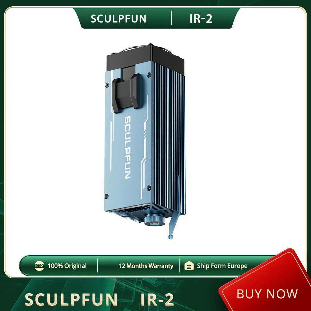 SCULPFUN IR-2 Modulo laser a infrarossi da 2 W Lunghezza d'onda 1064 nm 0,03 mm Spot laser, per serie S9/S10/S30/S30 Ultra 20000 Hz Energia a impulsi