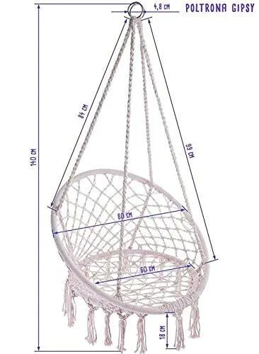 Macramé Hammock para decoração de sala, Brown Rocking Chair, Custom Garden Swing