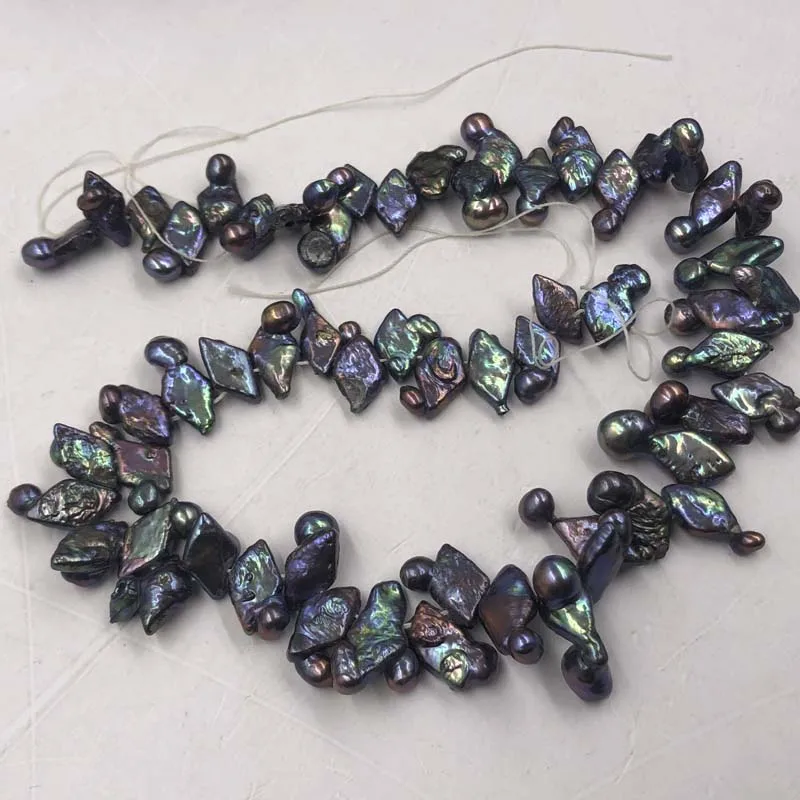 ELEISPL Loose Black Baroque Freshwater Pearl String 40cm  #22010352