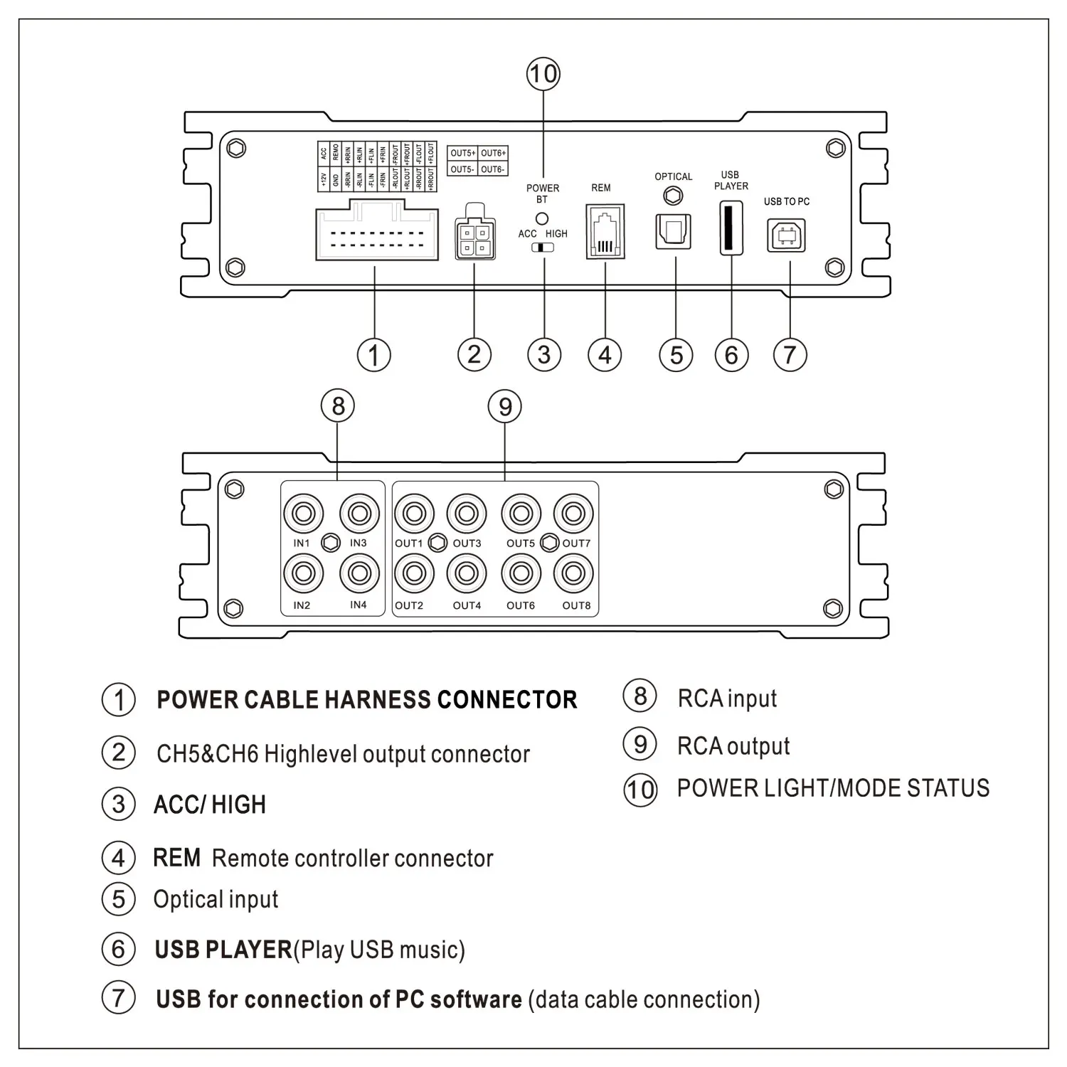 PUZU  ISO wiring harness cable Car DSP Amplifier 6X150W support PC tool 31 EQ  android APP bluetooth lossless USB music