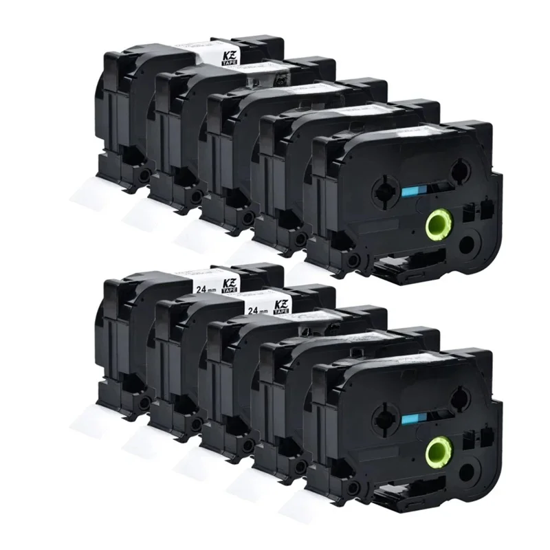 10 sztuk 251 24mm taśma etykietowa laminowana kompatybilna Brother TZe-251 TZ-251 czarno-biała taśma do P-Touch D600 P710BT P700 — zdjęcie produktu 7