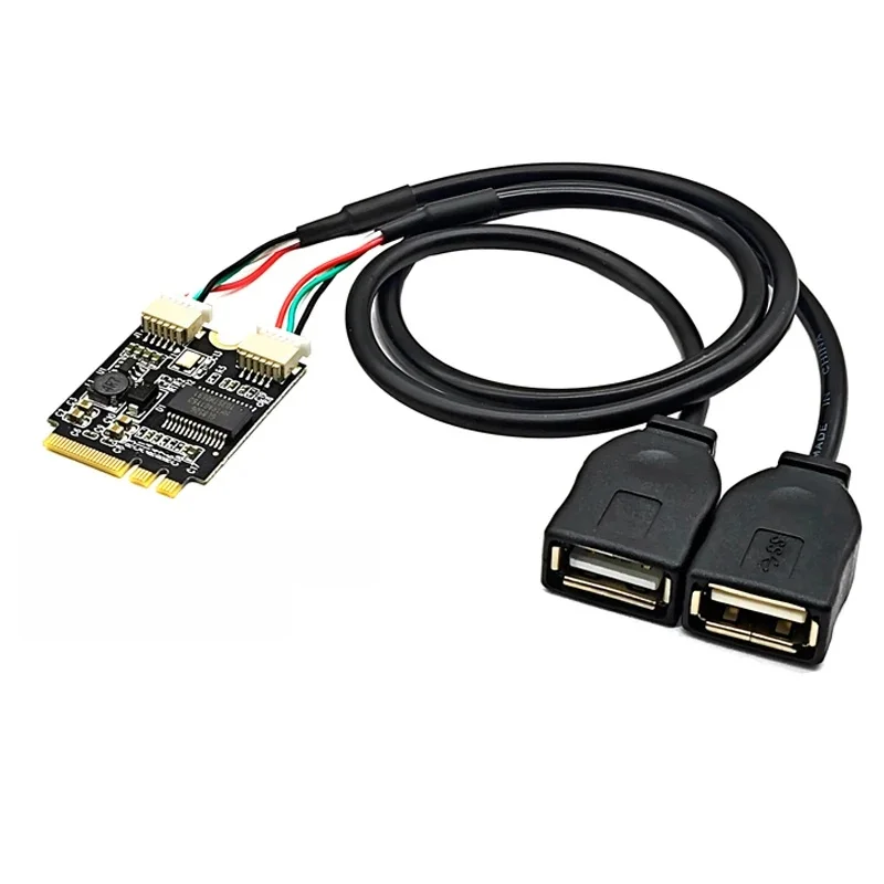 Karta rozszerzeń M.2 Key A/E do 2 portów USB2.0 GL850 Chip 30cm Przedłużacz USB Laptop M2 WIFI Interfejs Key A+E do podwójnego adaptera USB — zdjęcie produktu 7