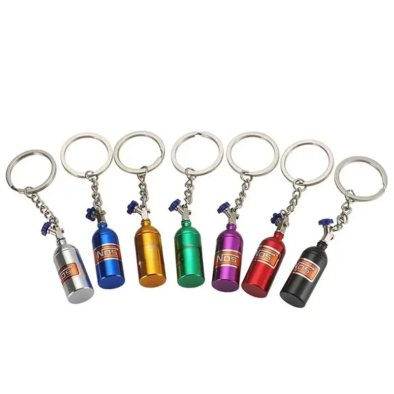 Car Turbo Keychain Nitrogen Bottle Metal Key Chain NOS Key Ring Car Accessories Car Interior Stylish