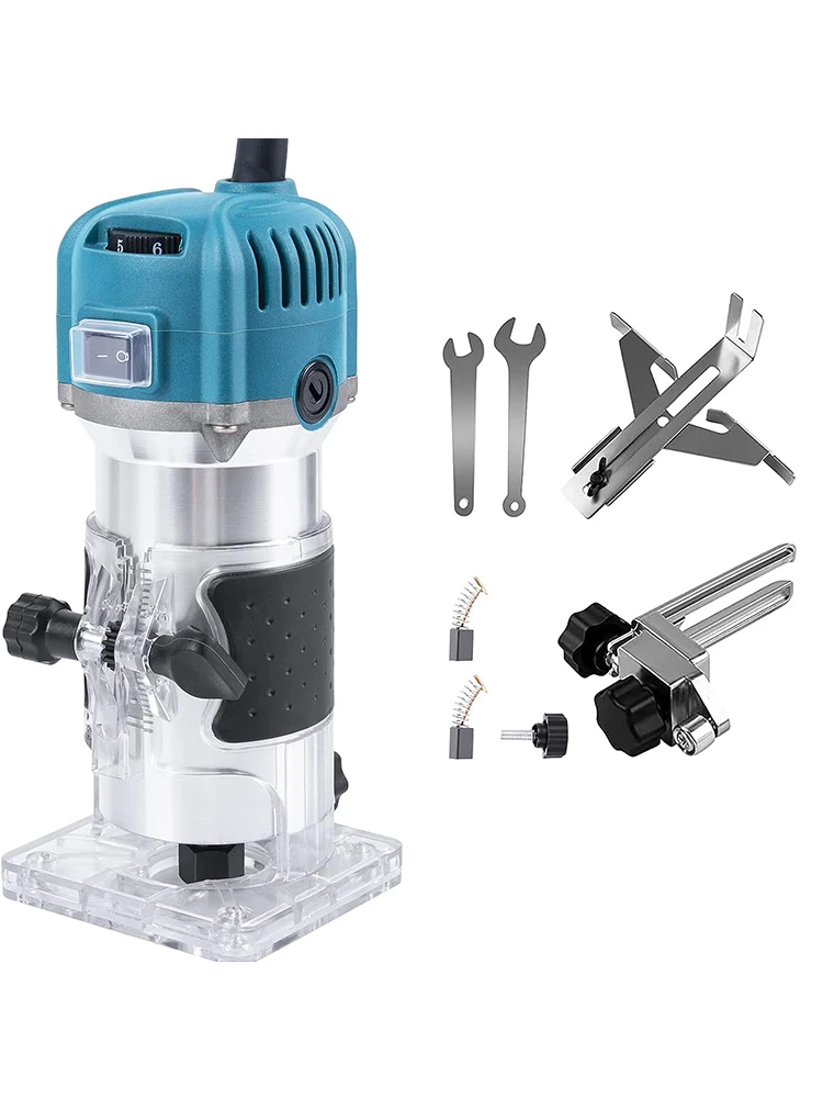 800W Holzbearbeitungs-Elektrotrimmer, Laminat-Trimmer, 30.000 U/min, 6-Gang-Geschwindigkeitsregulierung, Kantenschneidemaschine, Kantenbearbeitungswerkzeug