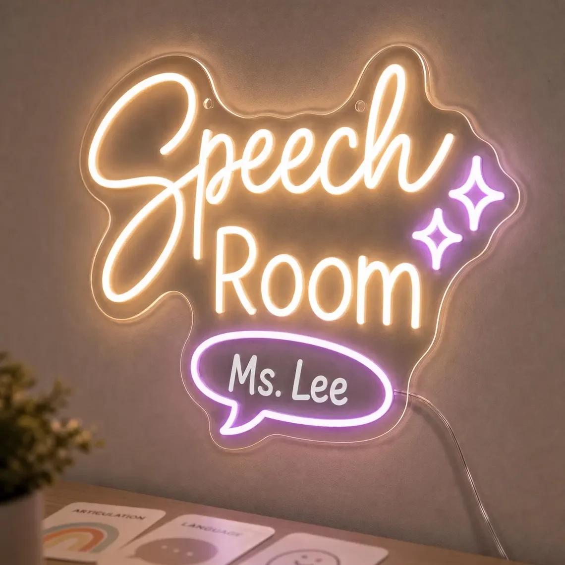 Custom Speech Room Neon Sign Personalized Name Wall Decor for Speech Therapy Room Classroom Office Bedroom Decor