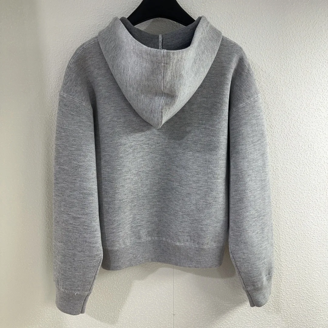 

Autumn New Zipper with Drawstring Gray Campus Style Loose Fashion Classic Hooded Jacket
